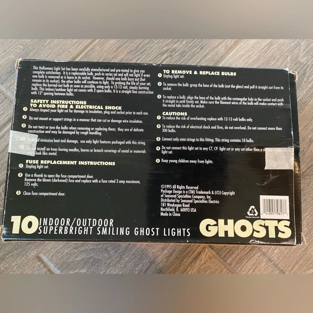 Vintage Smiling Ghost Light Set Halloween Light Set Vintage 1990's Halloween